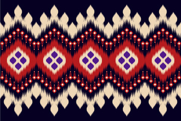 Colorful of Ikat pattern, Thai art design, Ikat Ornament style, Ikat Print. Abstract geometric seamless pattern background traditional ethic for clothing, fabric, textile, fashion.