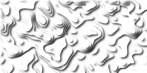 3D Papercut Stylized White topographic contour scheme and terrain. Abstract lines or wavy backdrop background. Topography grid map. Geographic line mountain relief. Contour map background.