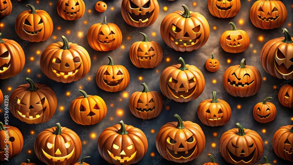 Sticker Halloween background with pumpkins a spooky and festive wallpaper pattern , Halloween, pumpkins, autumn, fall