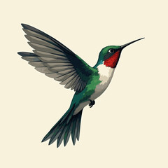 Obraz premium Fantasy world. Vector illustration of paradise hummingbird bird isolated on a gray background. Abstract drawing.