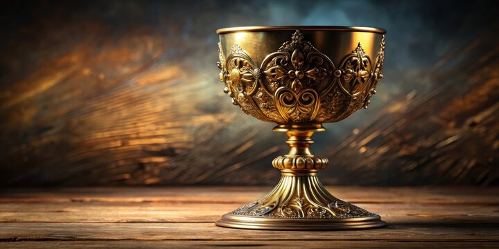 Holy grail chalice with intricate design and ornate detailing, holy grail, chalice, medieval, religious, artifact, cup, treasure