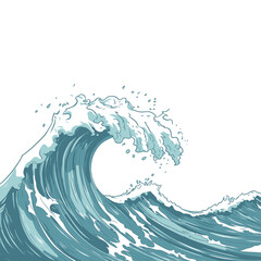 Sea waves sketch. Storm wave, vintage tide and ocean beach storms hand drawn vector illustration set