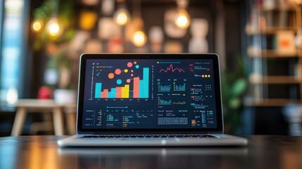 Open laptop displaying a digital business plan, modern approach to strategic planning