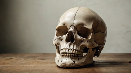 Obraz premium A highly detailed human skull, hand-drawn with fine lines, set against a plain white background