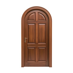 Obraz premium Vintage Wooden Arched Door with Rustic Texture and Iron Handle