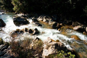 water flowing over rocks