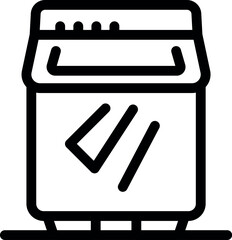 Simple outline icon representing a washing machine, suggesting laundry, cleanliness, and household tasks