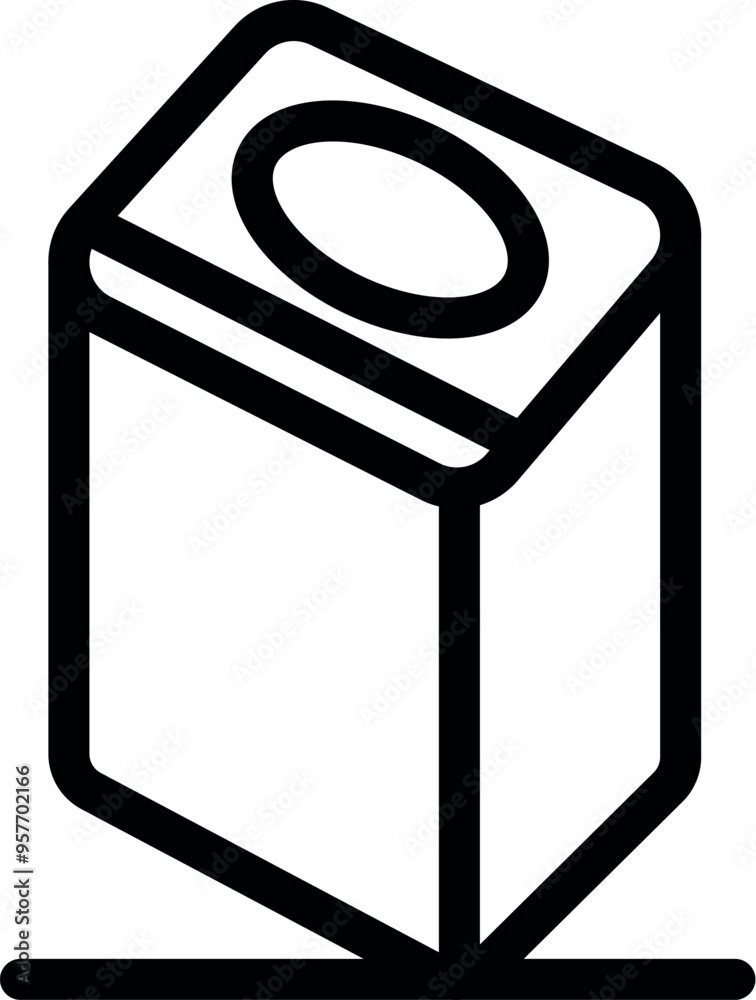 Poster simple black line art icon representing a smart speaker device listening for voice commands