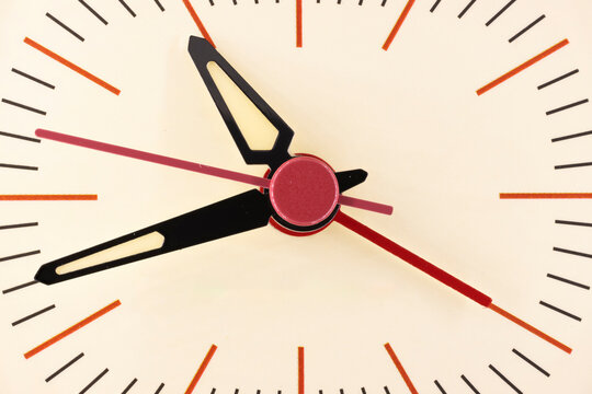 Detail Of A Red Retro Analog Alarm Clock  