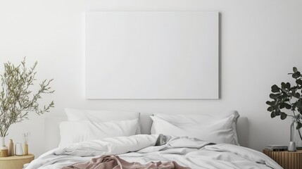 Blank A4 Canvas on Bed - Minimalistic White Canvas as Focal Point