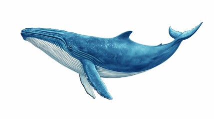 Blue whale great illustration isolate art realistic. Whale. Illustration