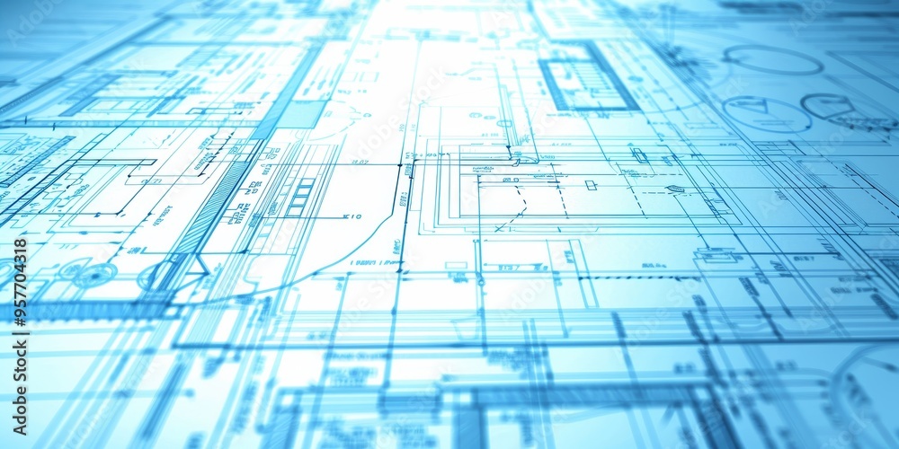 Poster Conceptual image of UX design blueprint, emphasizing usability goals and user interface aesthetics