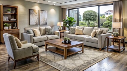 Fototapeta premium Expertly crafted in South Africa, our modern living room furniture seamlessly balances comfort and style.