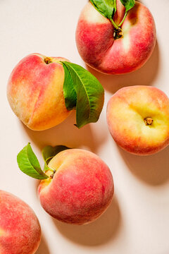 Fresh peaches closeup