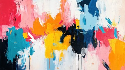 Abstract Painting Texture with Colorful Strokes and Drips