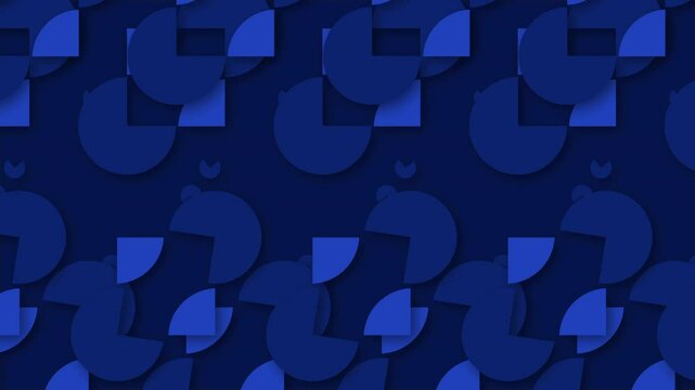Seamless Unlimited Loopable Abstract Catalina Blue and Persian Blue Color Three-Quarter Circle On An Oxford Blue Color Background