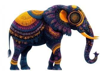 Obraz premium Colorful Ornate Elephant Illustration
