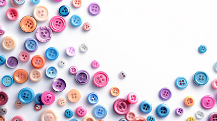 pastel light colorful buttons in various sizes on a white background