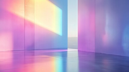 Serene Violet Blue Wall with Rainbow Reflections for Dreamy and Professional Composition