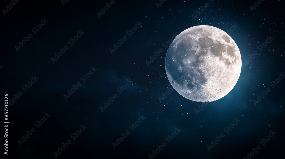 Canvas Prints A large, bright moon is shining in the night sky