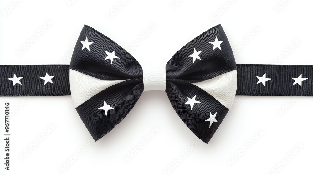 Poster A black and white bow tie with stars on it