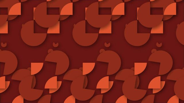 Seamless Unlimited Loopable Abstract Deep Dumpling and Halloween Orange Color Three-Quarter Circle On A Persian Plum Color Background