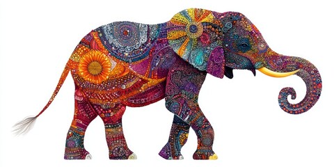 Obraz premium Colorful Mosaic Elephant with Detailed Patterns