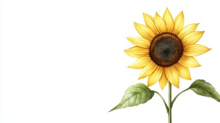 A yellow sunflower with a green leaf