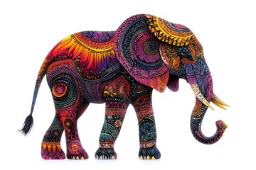 Ornate Colorful Elephant with Mandala Patterns