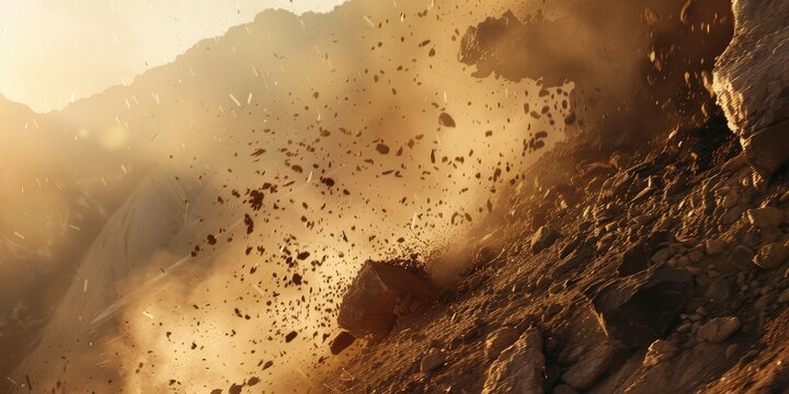 Rock debris earth or soil moving down a slope is known as Landslides