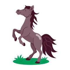 A flat style sticker of horse standing 