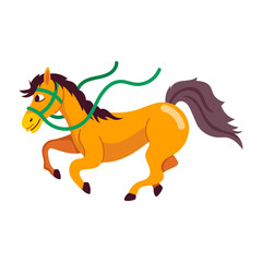 A flat style sticker of running mare 

