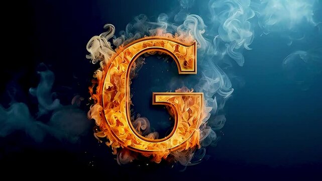 the letter G  on  fire