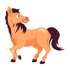 A flat style sticker of annoyed horse 