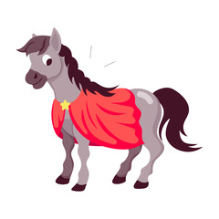 Comic style sticker of horse cape  