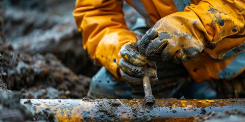 Geologist examining core samples extracted from a newly discovered oil well, assessing its potential