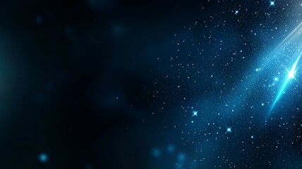 Fototapeta premium A dark blue background with a bright star in the right corner