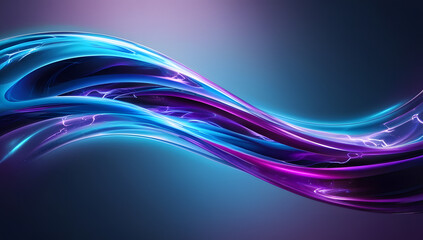 3d abstract blue purple neon energy flow glass shape background with waves wallpaper