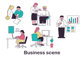 色々なビジネスシーンのイラストセット