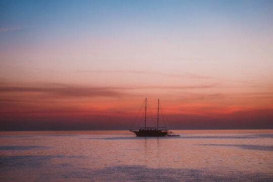 sailboat in sunset
