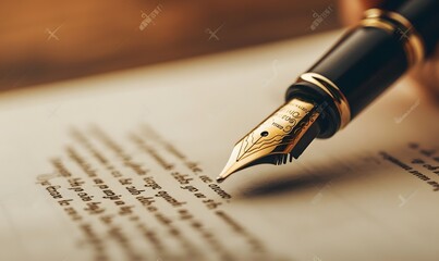 Fototapeta premium Signing a signature with a fountain pen. 