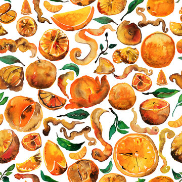 Seamless pattern with oranges