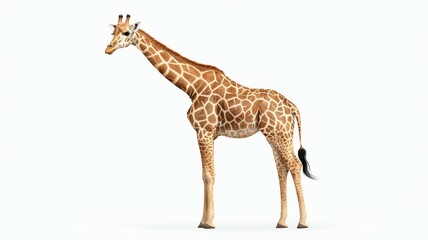 Naklejka premium A giraffe standing on a white background