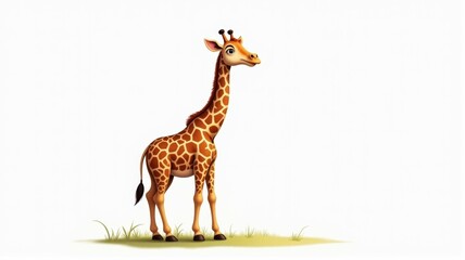 Obraz premium A giraffe standing in a field with a white background