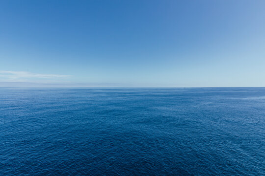 Drone view of vast ocean horizon on Terceira island Azores