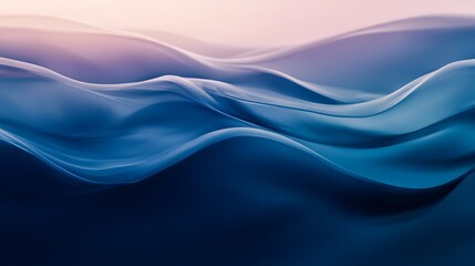 Fototapeta premium wavy abstract background features a soft gradient of dark blue, light blue, and white