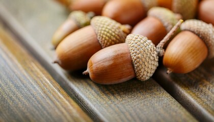 Acorns lie on the floor. oak fruit, close-up