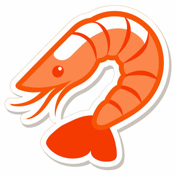 recommend clip art: Shrimp, sticker with white outline isolated