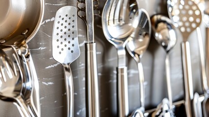 Serving Utensils: Items such as ladles, serving spoons, and tongs that assist in transferring food from dishes to plates, crucial for an organized and pleasant dining experience.
