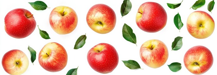 Naklejka premium Set of red apples with leaves isolated on a white background